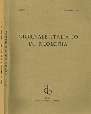 Bild des Verkufers fr GIORNALE ITALIANO DI FILOLOGIA anno XXXVIII n.1 2 zum Verkauf von Biblioteca di Babele