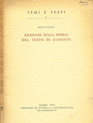 Immagine del venditore per RICERCHE SULLA STORIA DEL TESTO DI AUSONIO venduto da Biblioteca di Babele