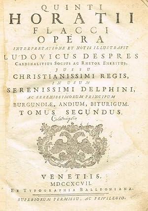 Bild des Verkufers fr OPERA. INTERPRETATIONE ET NOTIS ILLUSTRAVIT LUDOVICUS DESPRES CARDINALITIUS SOCIUS AC RHETOR EMERITUS tomus II zum Verkauf von Biblioteca di Babele