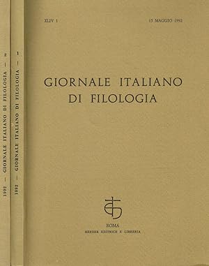 Bild des Verkufers fr GIORNALE ITALIANO DI FILOLOGIA anno XLIV zum Verkauf von Biblioteca di Babele