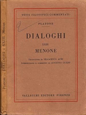 Bild des Verkufers fr Dialoghi XXIII. Menone zum Verkauf von Biblioteca di Babele