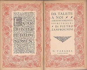 Bild des Verkufers fr Da Talete a noi (orientamento spirituale) zum Verkauf von Biblioteca di Babele