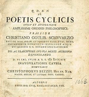 Imagen del vendedor de POETIS CYCLICIS. QUAESTIONUM EPICARUM SPECIMEN I. KADMUS HESIODUS a la venta por Biblioteca di Babele