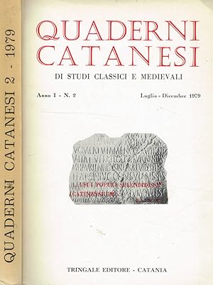Bild des Verkufers fr QUADERNI CATANESI DI STUDI CLASSICI E MEDIEVALI anno I n.2 zum Verkauf von Biblioteca di Babele