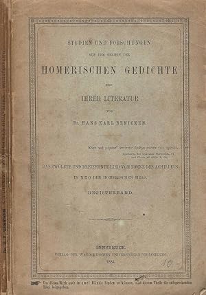 Seller image for Studien und Forschungen auf dem gebiete der Homerischen Gedichte und Ihrer Literatur for sale by Biblioteca di Babele