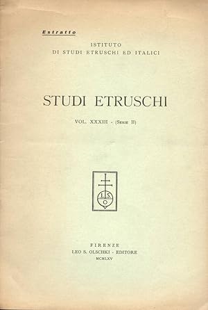 Bild des Verkufers fr Studi etruschi - Vol. XXXIII serie II zum Verkauf von Biblioteca di Babele