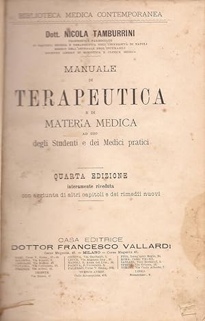 Seller image for Manuale di terapeutica e di materia medica for sale by Biblioteca di Babele