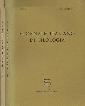 Bild des Verkufers fr GIORNALE ITALIANO DI FILOLOGIA ANNO XLVI zum Verkauf von Biblioteca di Babele