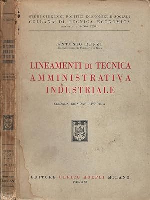 Bild des Verkufers fr Lineamenti di tecnica amministrativa industriale zum Verkauf von Biblioteca di Babele