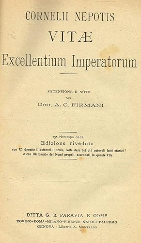 Seller image for VITAE EXCELLENTIUM IMPERATORUM for sale by Biblioteca di Babele