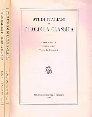 Bild des Verkufers fr STUDI ITALIANI DI FILOLOGIA CLASSICA LXXIX ANNATA TERZA SERIE VOLUME IV zum Verkauf von Biblioteca di Babele