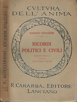 Bild des Verkufers fr Ricordi politici e civili zum Verkauf von Biblioteca di Babele