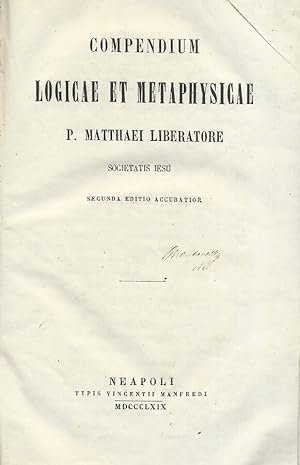 Bild des Verkufers fr Compendium Logicae et Metaphysicae zum Verkauf von Biblioteca di Babele