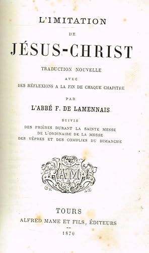 Seller image for L'IMITATION DE JESUS-CHRIST for sale by Biblioteca di Babele