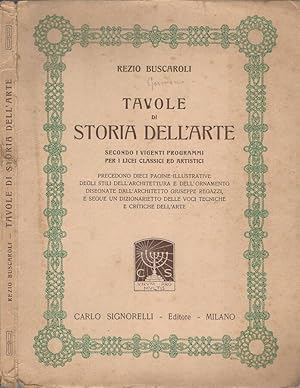 Bild des Verkufers fr TAVOLE DI STORIA DELL'ARTE zum Verkauf von Biblioteca di Babele