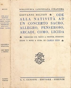 Imagen del vendedor de Ode alla nativit, ad un concerto sacro, allegro, penseroso, arcadi, como, licida. a la venta por Biblioteca di Babele