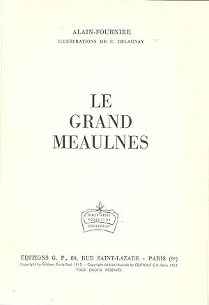 Bild des Verkufers fr LE GRAND MEAULNES zum Verkauf von Biblioteca di Babele