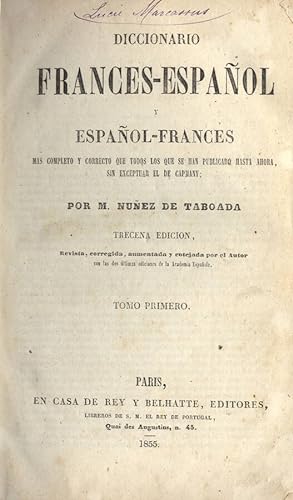 Bild des Verkufers fr Diccionario frances - espanol y espanol - frances Vol. I zum Verkauf von Biblioteca di Babele