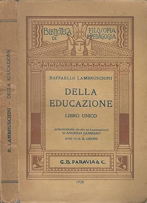 Bild des Verkufers fr DELLA EDUCAZIONE zum Verkauf von Biblioteca di Babele