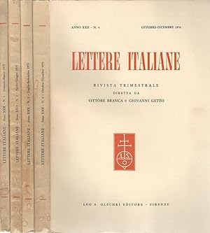 Bild des Verkufers fr Lettere italiane anno XXII Rivista trimestrale zum Verkauf von Biblioteca di Babele
