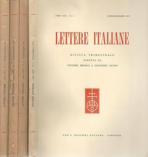 Bild des Verkufers fr Lettere italiane anno XXV Rivista trimestrale zum Verkauf von Biblioteca di Babele