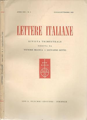 Bild des Verkufers fr Lettere italiane anno XXI-N 3 Rivista trimestrale zum Verkauf von Biblioteca di Babele