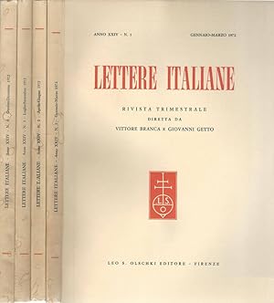 Bild des Verkufers fr Lettere italiane anno XXIV Rivista trimestrale zum Verkauf von Biblioteca di Babele