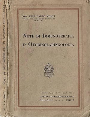 Bild des Verkufers fr Note di Immunoterapia in Otorinolaringologia zum Verkauf von Biblioteca di Babele