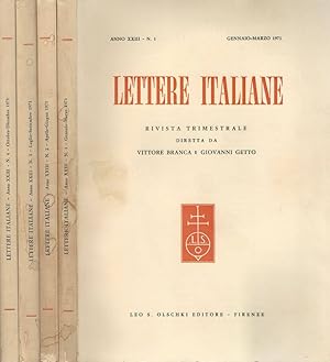 Bild des Verkufers fr Lettere italiane anno XXIII Rivista trimestrale zum Verkauf von Biblioteca di Babele