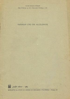 Imagen del vendedor de Papinian und Die Allelengye Estratto da Studi in onore di Edoardo Volterra volume III a la venta por Biblioteca di Babele