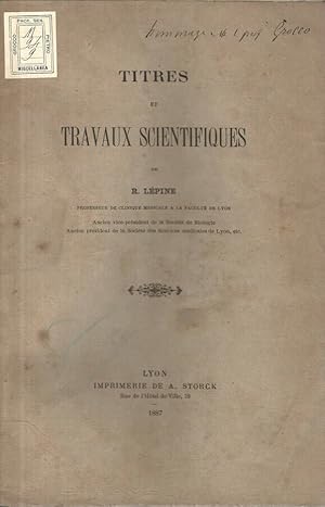 Seller image for Titres et travaux scientifiques for sale by Biblioteca di Babele