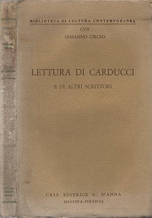 Image du vendeur pour Lettura di Carducci e di altri scrittori mis en vente par Biblioteca di Babele