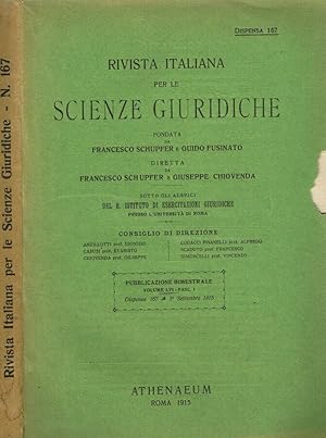 Imagen del vendedor de Rivista italiana per le scienze giuridiche vol.LVI fasc.I dispensa 167 a la venta por Biblioteca di Babele