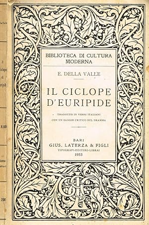 Bild des Verkufers fr Il Ciclope d'Euripide zum Verkauf von Biblioteca di Babele