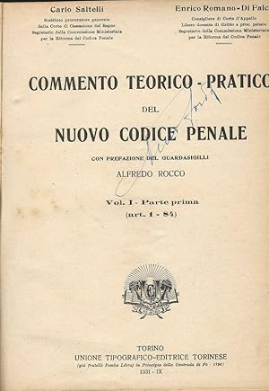 Bild des Verkufers fr Commento teorico-pratico del nuovo codice penale Vol I-parte prima zum Verkauf von Biblioteca di Babele