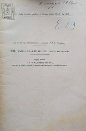 Bild des Verkufers fr Sulla diagnosi della permeabilit renale nei bambini zum Verkauf von Biblioteca di Babele