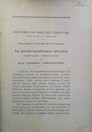 Immagine del venditore per La pseudo-insufficienza mitralica Osservazioni semeiologiche venduto da Biblioteca di Babele