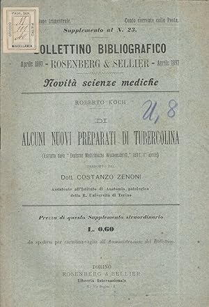 Bild des Verkufers fr Di alcuni nuovi preparati di tubercolina zum Verkauf von Biblioteca di Babele