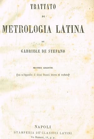 Bild des Verkufers fr Trattato di metrologia latina zum Verkauf von Biblioteca di Babele