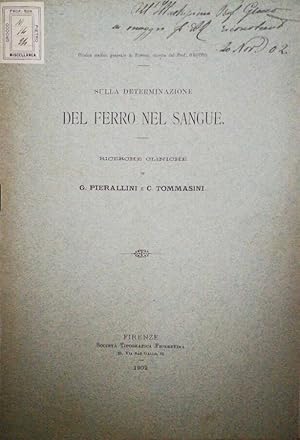 Seller image for Sulla determinazione del ferro nel sangue for sale by Biblioteca di Babele