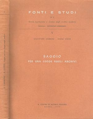 Bild des Verkufers fr Saggio per una legge sugli archivi zum Verkauf von Biblioteca di Babele