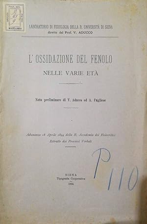 Bild des Verkufers fr L'ossidazione del fenolo nelle varie et zum Verkauf von Biblioteca di Babele