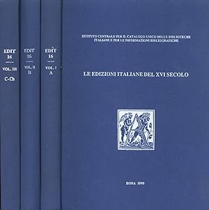 Imagen del vendedor de Le edizioni italiane del XVI secolo Vol. I - II - III a la venta por Biblioteca di Babele