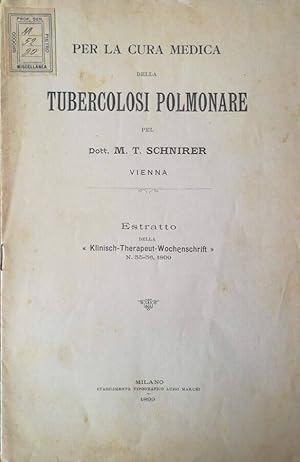 Seller image for Per la cura medica della tubercolosi polmonare for sale by Biblioteca di Babele
