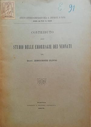 Bild des Verkufers fr Contributo allo studio delle emorragie dei neonati zum Verkauf von Biblioteca di Babele