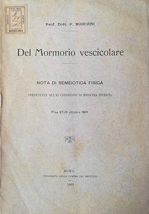Bild des Verkufers fr Del mormorio vescicolare zum Verkauf von Biblioteca di Babele