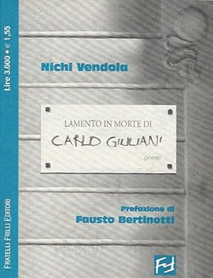 Bild des Verkufers fr Lamento in morte di Carlo Giuliani zum Verkauf von Biblioteca di Babele