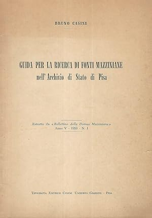 Immagine del venditore per Guida per la ricerca di fonti mazziniane nell'archivio di Stato di Pisa venduto da Biblioteca di Babele