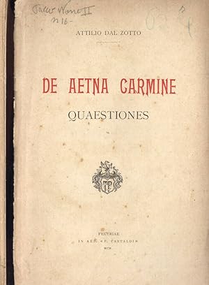 Bild des Verkufers fr De Aetna Carmine Quaestiones zum Verkauf von Biblioteca di Babele