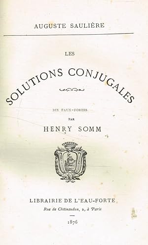 Bild des Verkufers fr Les solutions conjugales zum Verkauf von Biblioteca di Babele